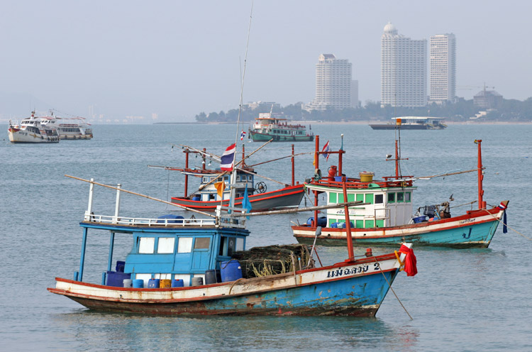 From the new wharf, looking across Pattaya Bay.