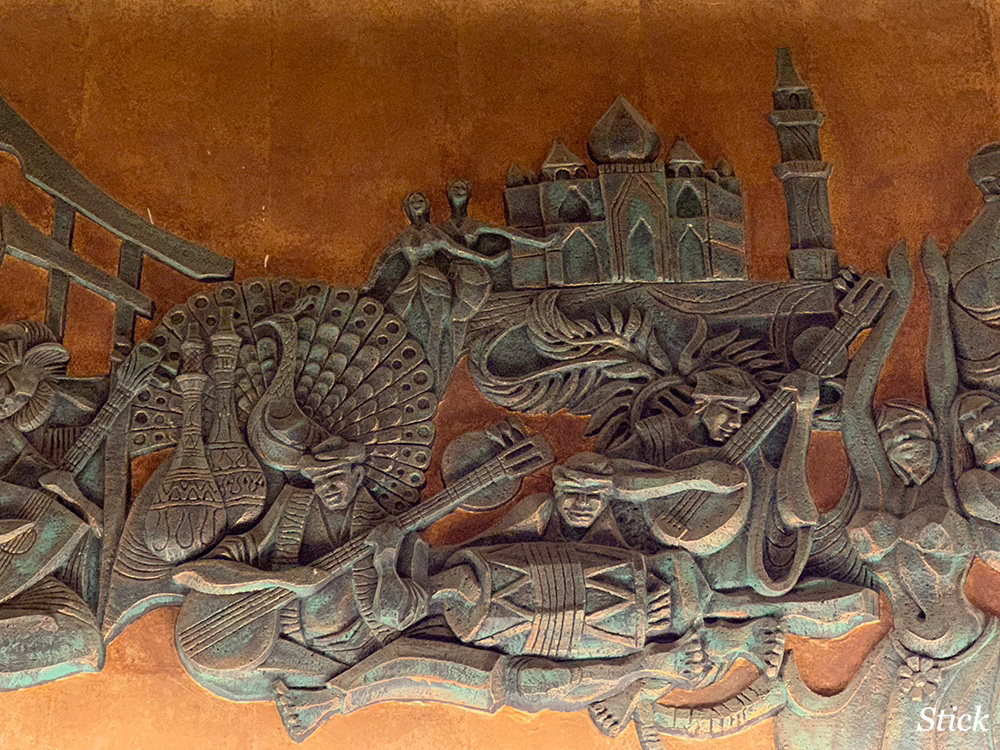 A huge Thai mural is one of the features of the lobby. 