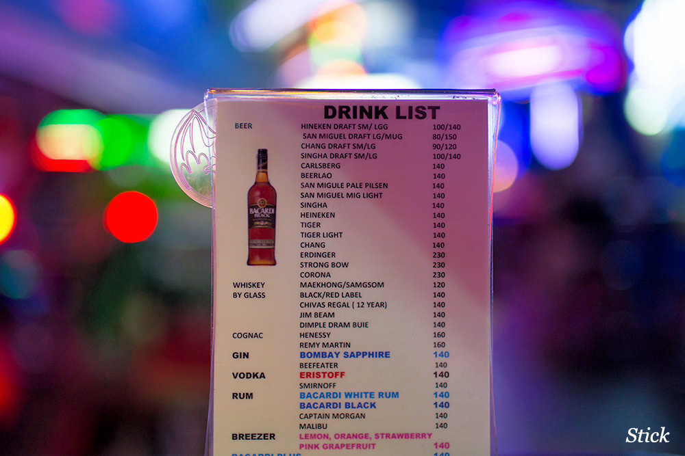 From the archives, the drinks price-list in a popular Soi Cowboy bar from May, 2016.  Standard drinks were 140 baht back then.  Today many standard drinks in this bar are 190 baht. 