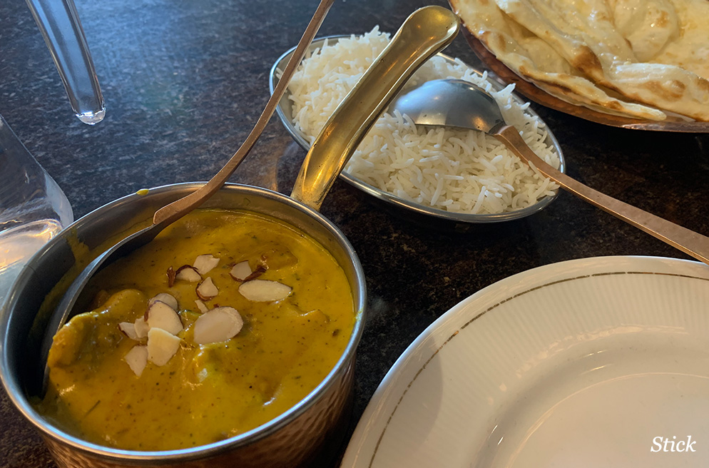 Chicken korma, I rushed to the local curry house for my first post-lockdown meal. 