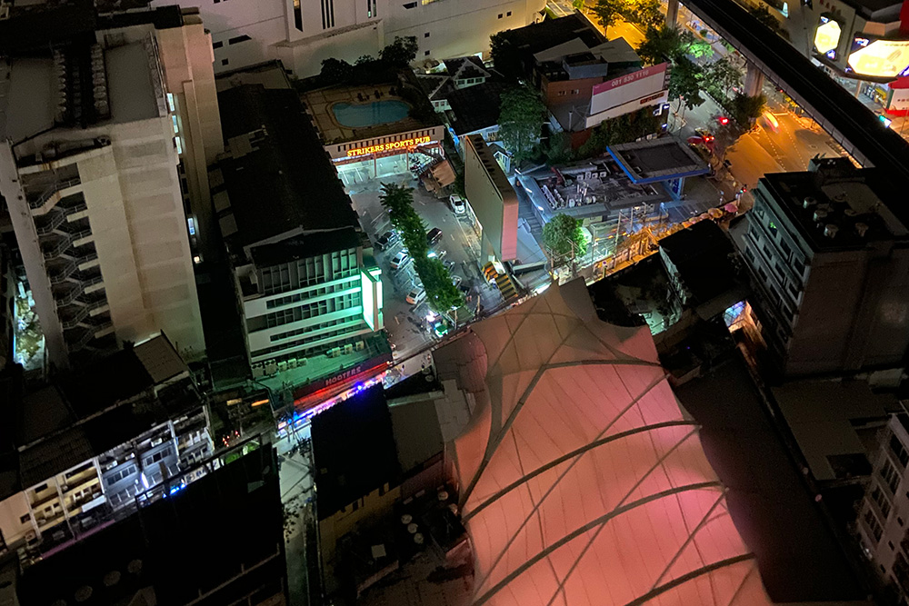 An aerial view of a quiet Soi Nana, captured recently. 