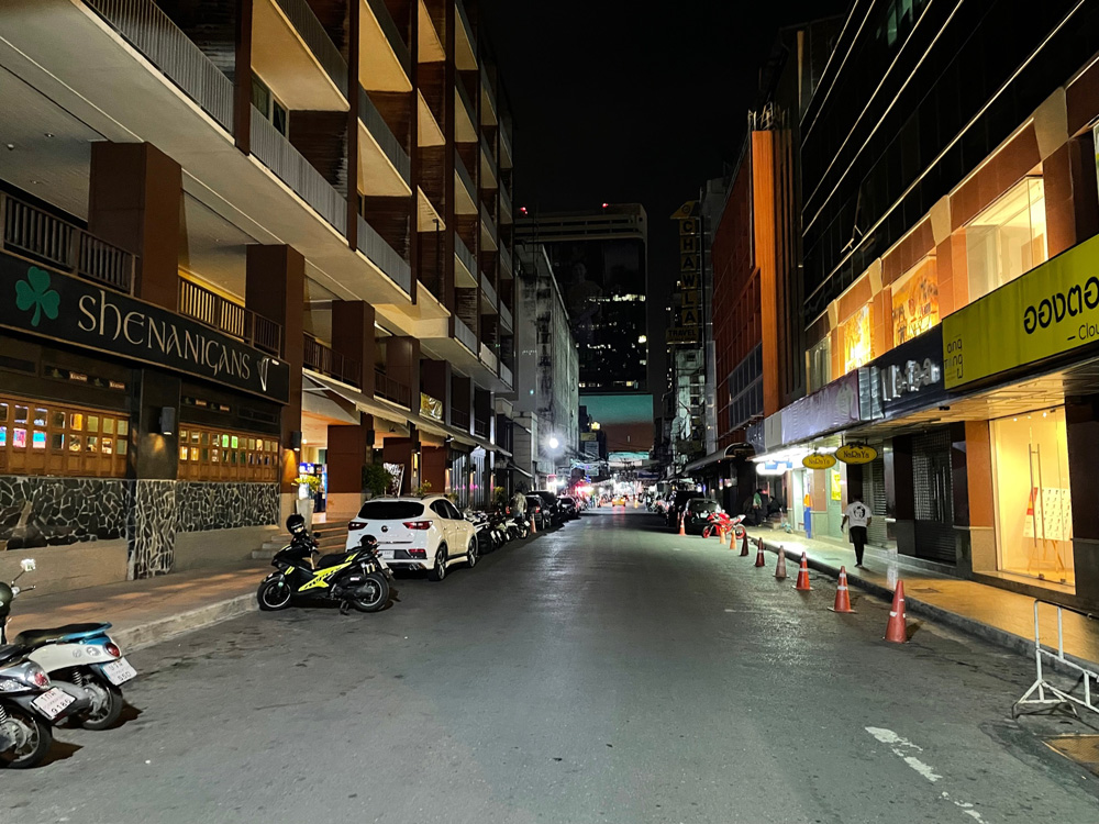 Looking back down Patpong soi 1 towards the Silom Road end.