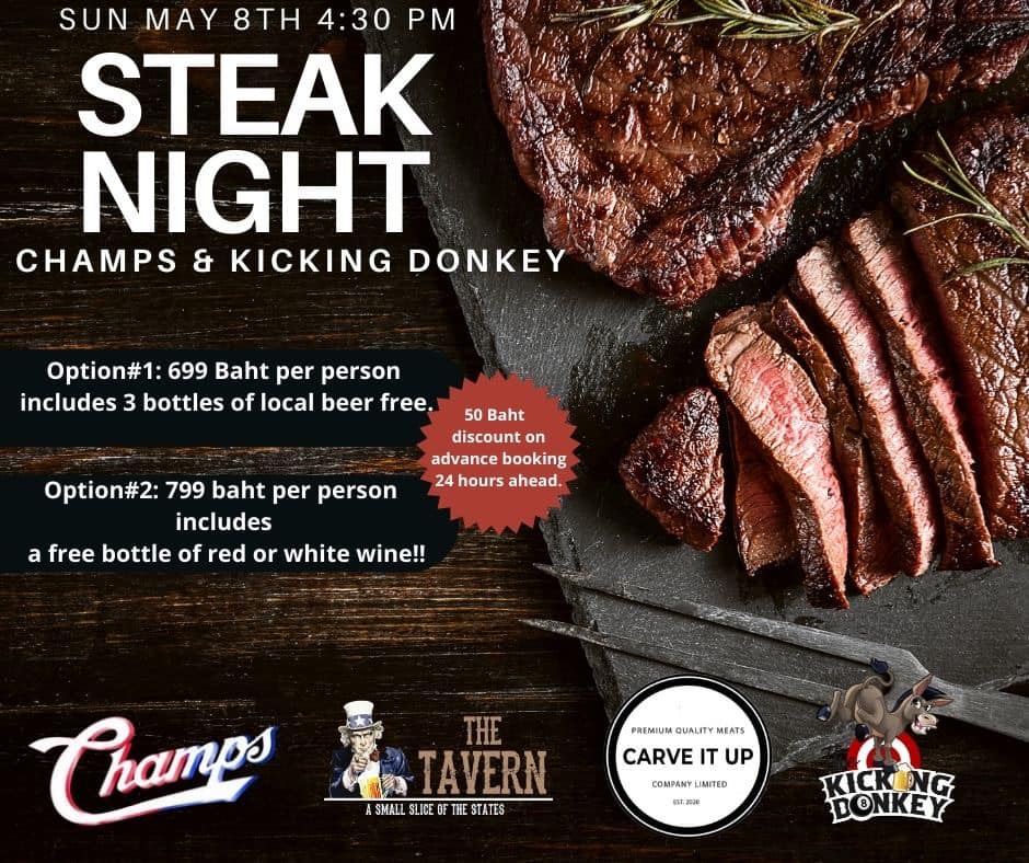 Steak night in Bangkok tonight, be quick!
